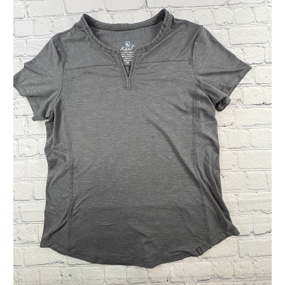 Kuhl Top Womens XS Gray Good Short Sleeve V-Neck Heathered